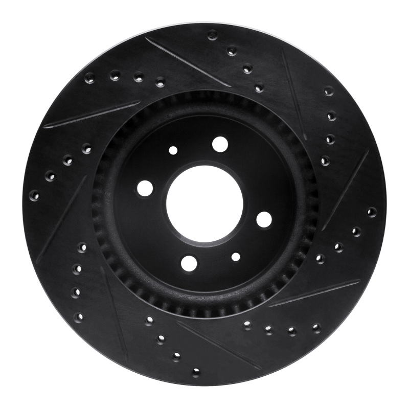 Hyundai Accent Brake Rotor (1) - Front Left - R1 Concepts - Drilled & Slotted - Black - `12-`23